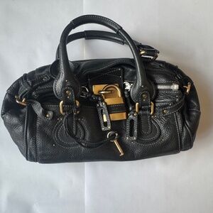 Black Leather and Gold Hardware Chloe Paddington